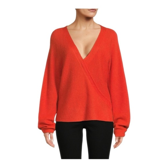 Vince Cross Front Wool & Mohair-Blend Sweater in Burnt Coral NWOT - Picture 1 of 9